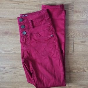 Maroon mid rise skinny pants